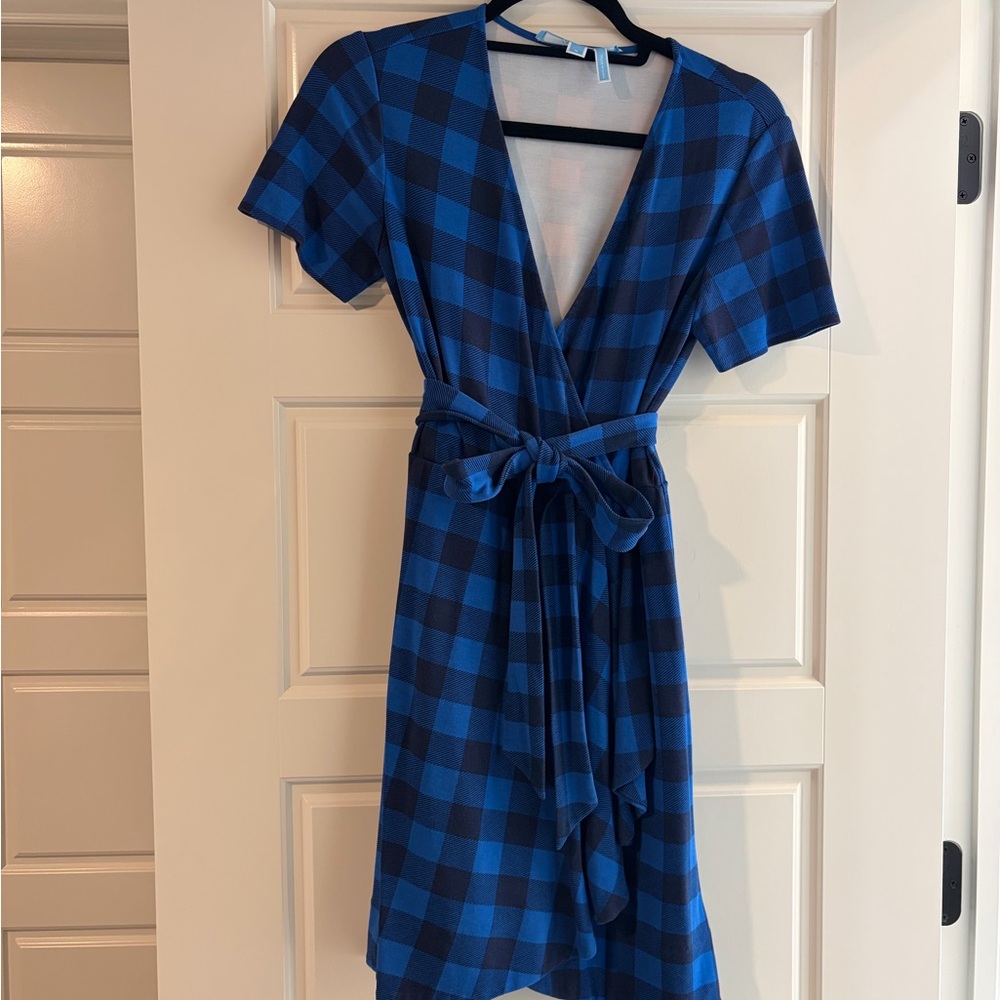 Draper James Blue Plaid Midi Dress